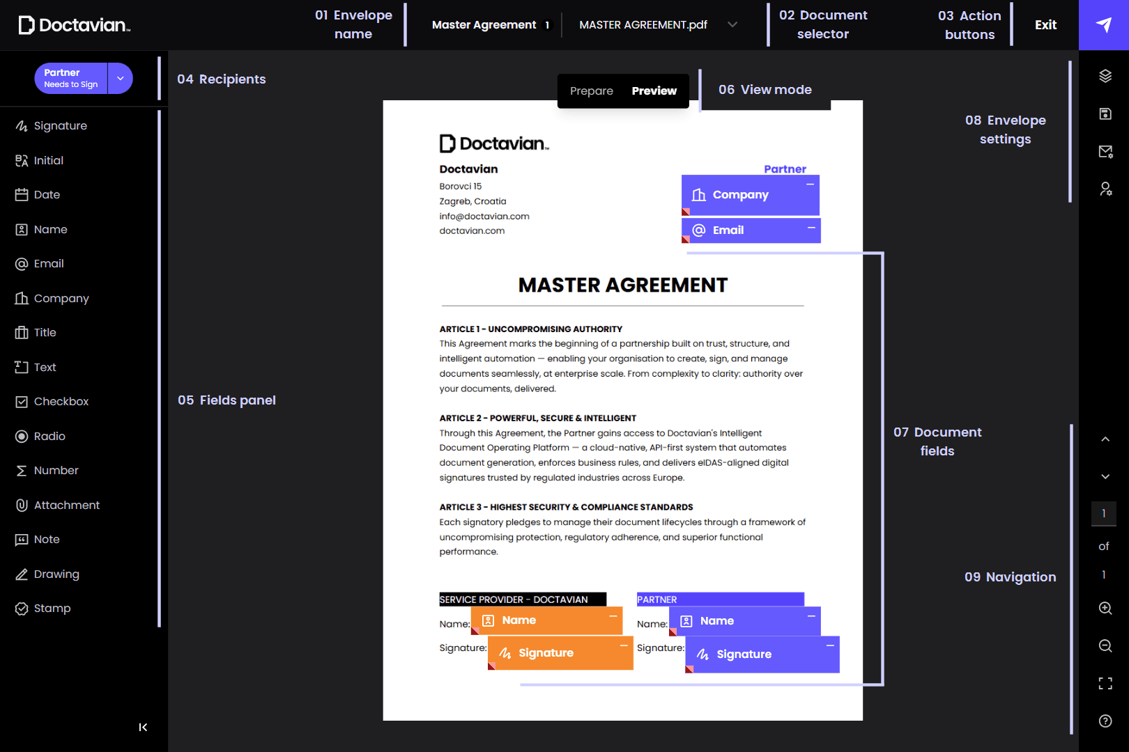 Fields editor layout overview